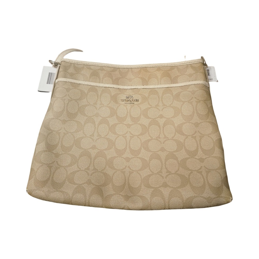 Coach File Bag Signature Canvas Crossbody Beige Cream Monogram Handbag